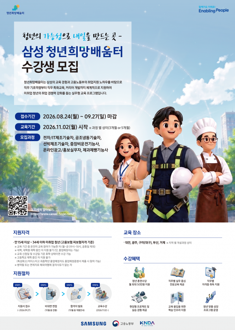 [K-뉴딜아카데미] 삼성 청년희망배움터 수강생 모집(~9/27)