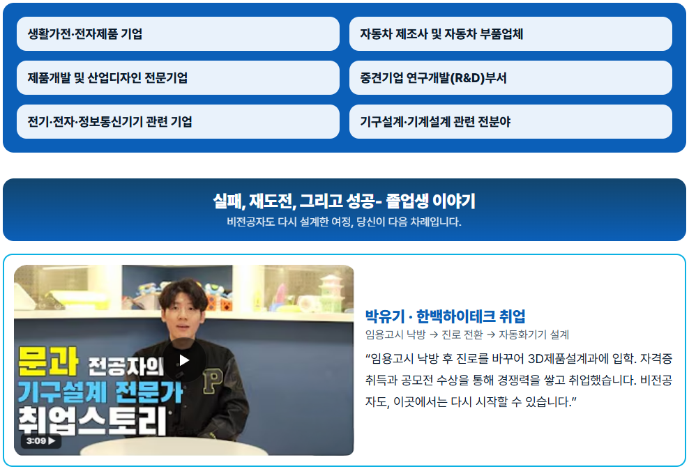 광명폴리텍 3D제품설계과 취업 분야