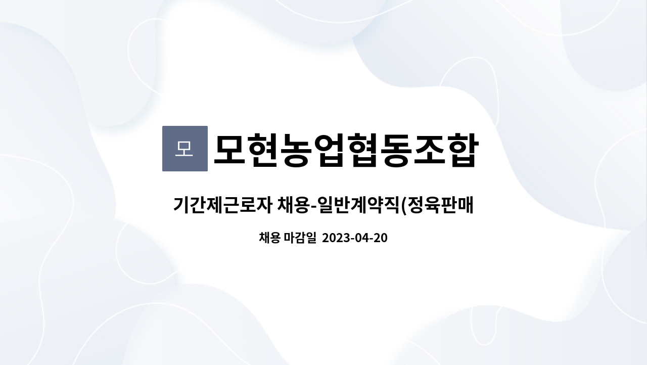 모현농업협동조합 : 기간제근로자 채용-일반계약직(정육판매) | 더팀스 기간제근로자 채용-일반계약직(정육판매) by 모현농업협동조합