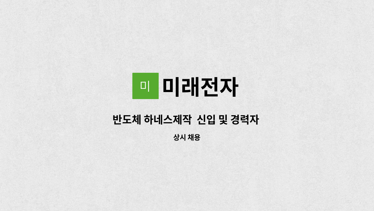 미래전자 : 반도체 하네스제작 신입 및 경력자 모집 | 더팀스 반도체 하네스제작  신입 및 경력자 모집 by 미래전자