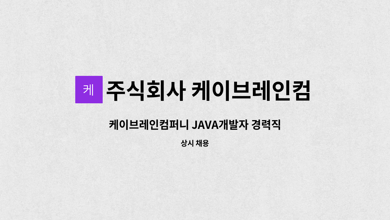 주식회사 케이브레인컴퍼니 : 케이브레인컴퍼니 JAVA개발자 경력직 채용(마포구 상암) | 더팀스