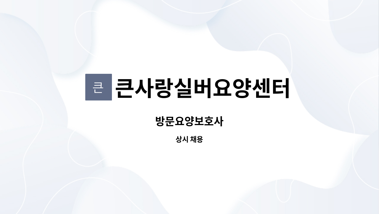 큰사랑실버요양센터 : 방문요양보호사 | 더팀스 방문요양보호사 by 큰사랑실버요양센터