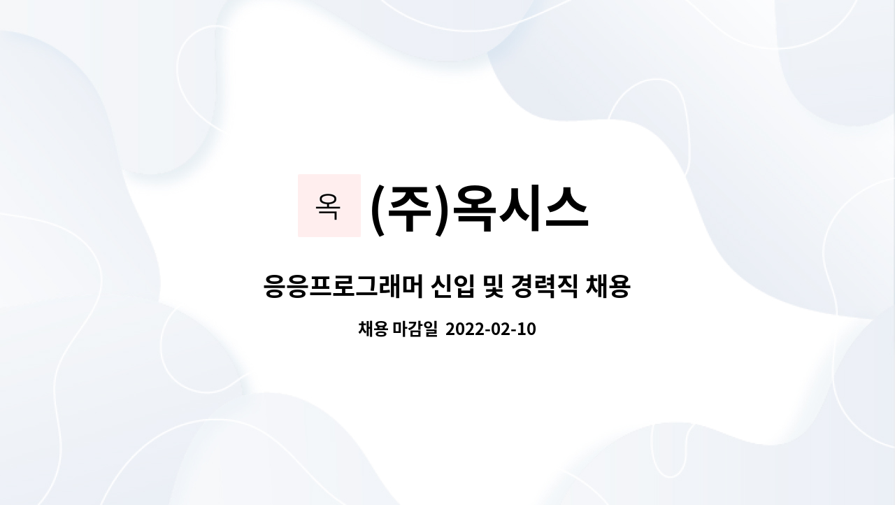 (주)옥시스 : 응응프로그래머 신입 및 경력직 채용 | 더팀스 응응프로그래머 신입 및 경력직 채용 by (주)옥시스