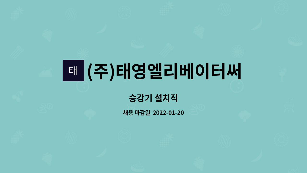 (주)태영엘리베이터써비스 : 승강기 설치직 | 더팀스 승강기 설치직 by (주)태영엘리베이터써비스