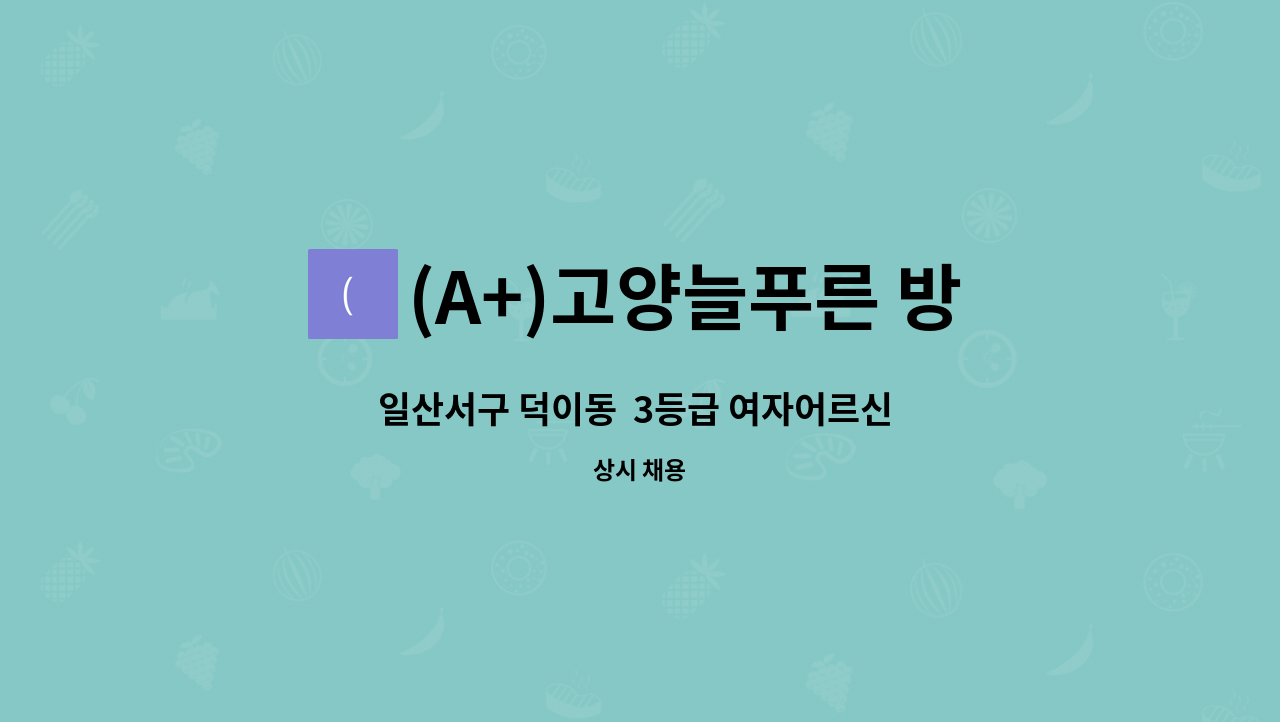 (A+)고양늘푸른 방문요양센터 - 일산서구 덕이동  3등급 여자어르신 요양보호사 구함 : 채용 메인 사진 (더팀스 제공)