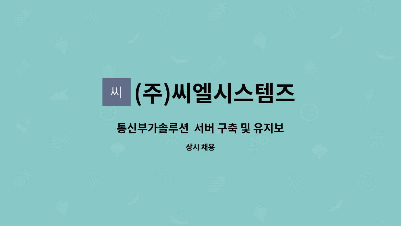 (주)씨엘시스템즈 - 통신부가솔루션  서버 구축 및 유지보수 : 채용 메인 사진 (더팀스 제공)