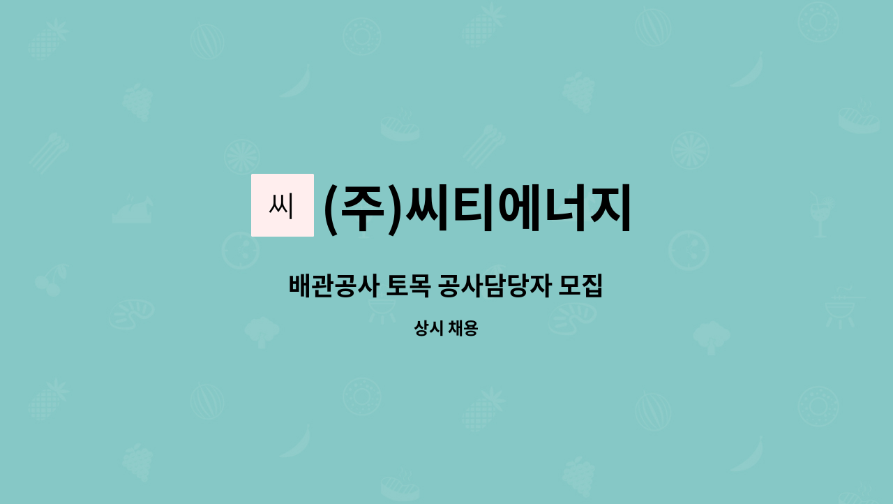 (주)씨티에너지 - 배관공사 토목 공사담당자 모집 : 채용 메인 사진 (더팀스 제공)