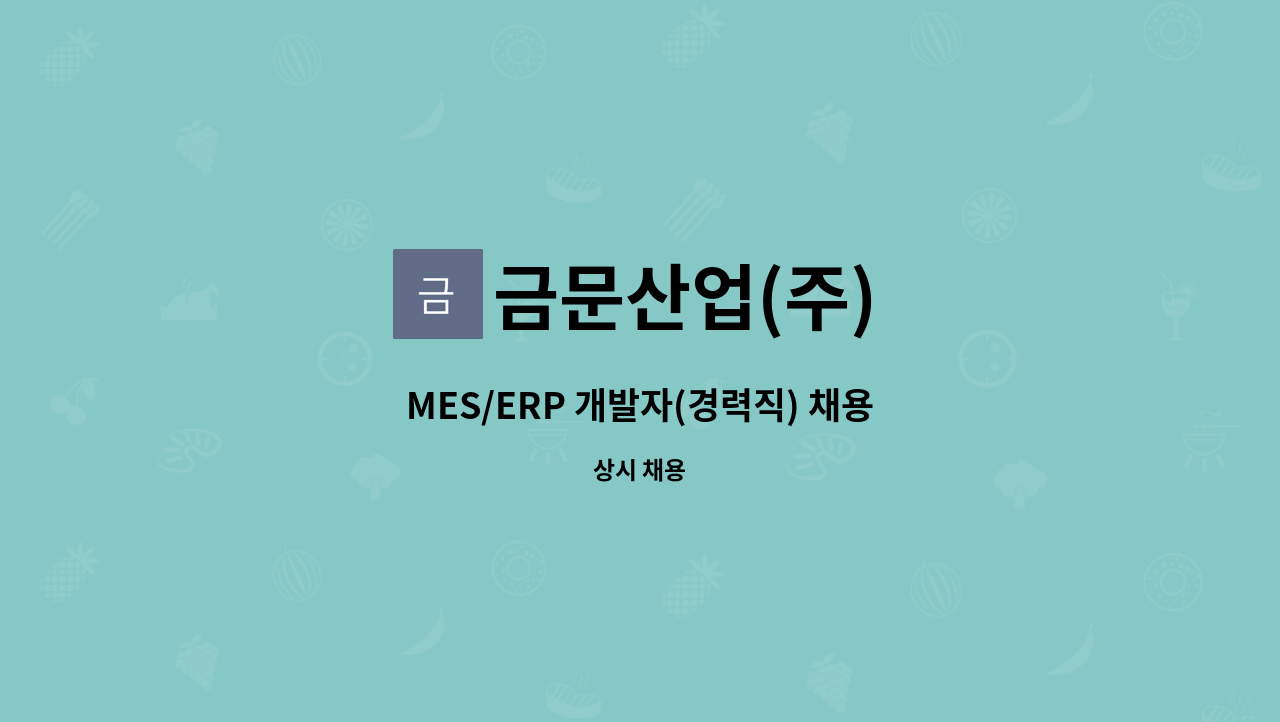 금문산업(주) - MES/ERP 개발자(경력직) 채용 : 채용 메인 사진 (더팀스 제공)