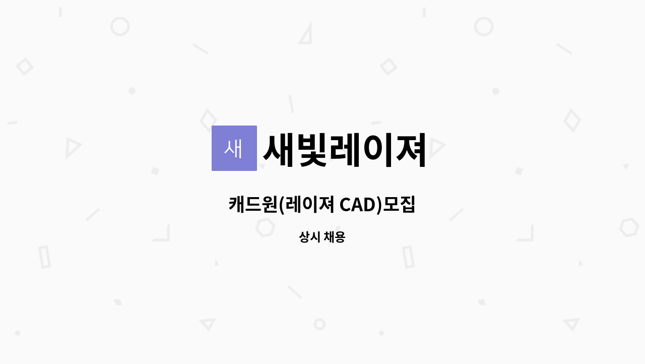 새빛레이져 - 캐드원(레이져 CAD)모집 : 채용 메인 사진 (더팀스 제공)