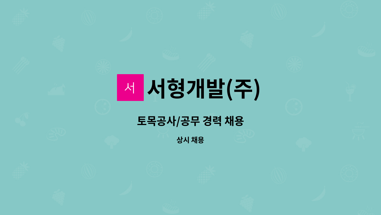 서형개발(주) - 토목공사/공무 경력 채용 : 채용 메인 사진 (더팀스 제공)