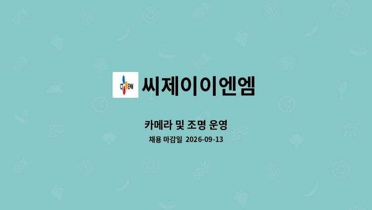 씨제이이엔엠 - 카메라 및 조명 운영 : 채용 메인 사진 (더팀스 제공)