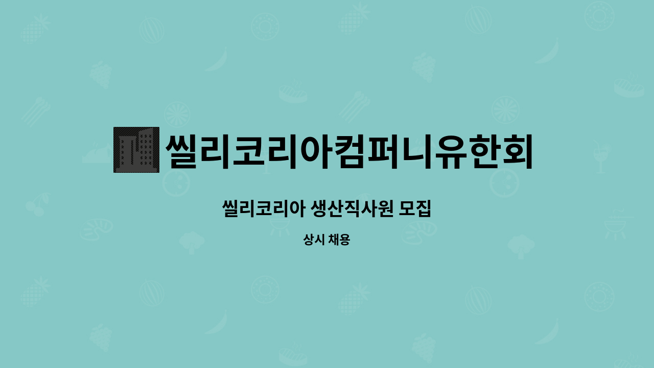 씰리코리아컴퍼니유한회사 - 씰리코리아 생산직사원 모집 : 채용 메인 사진 (더팀스 제공)