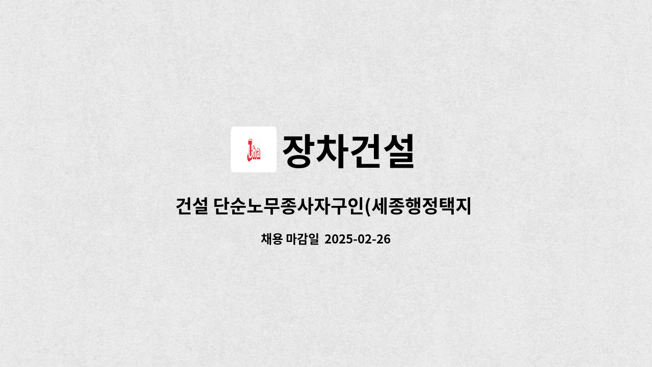 장차건설 - 건설 단순노무종사자구인(세종행정택지 현장) : 채용 메인 사진 (더팀스 제공)