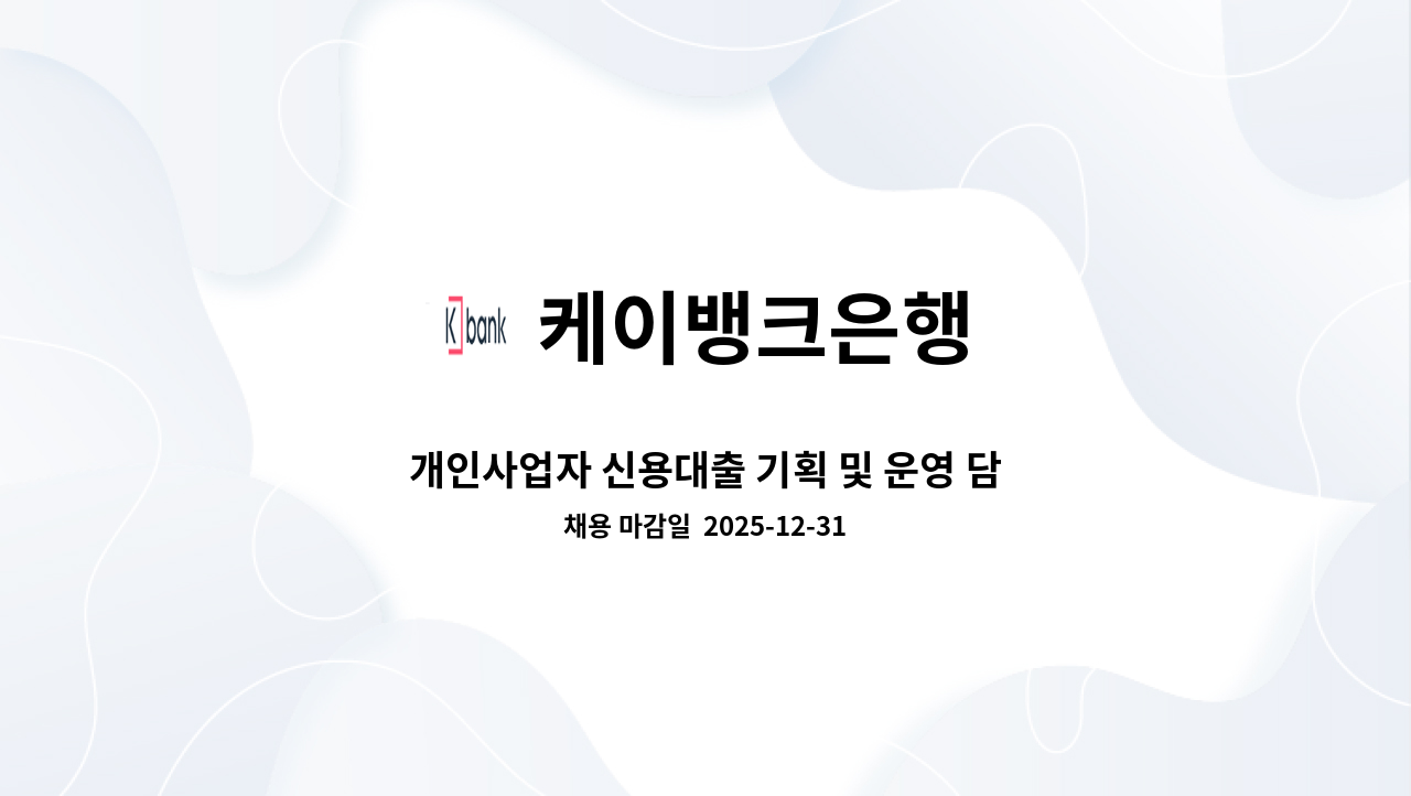 케이뱅크은행 - 개인사업자 신용대출 기획 및 운영 담당자 : 채용 메인 사진 (더팀스 제공)