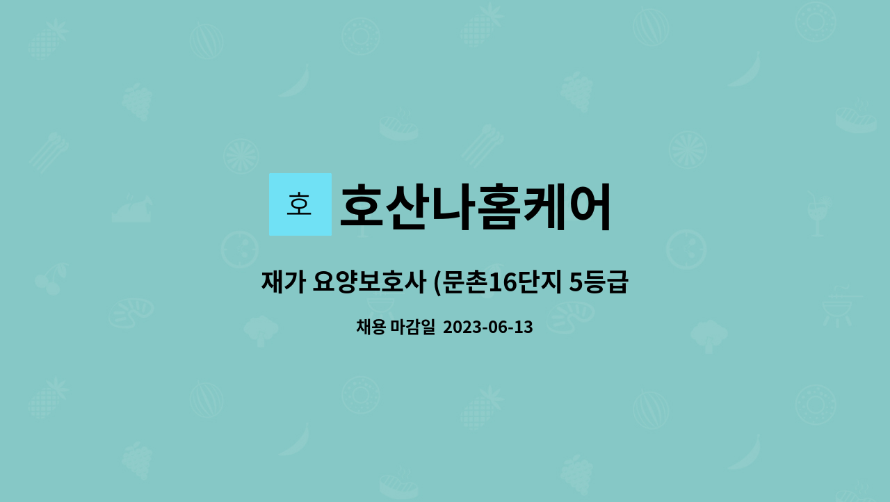 호산나홈케어 - 재가 요양보호사 (문촌16단지 5등급 할머니) : 채용 메인 사진 (더팀스 제공)